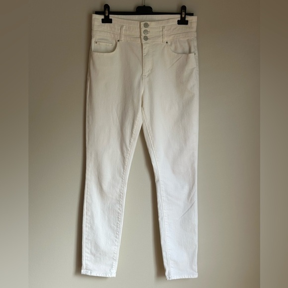 Ann Taylor The High Rise Skinny 3 Button White Jean Size 6 EUC - Picture 1 of 7